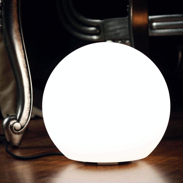 LED Nachtkast Lamp, 20cm Bolvormig Licht, Op Netvoeding, Wit