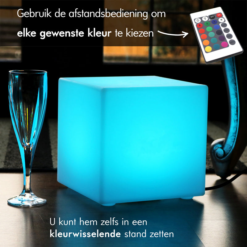 LED-Bedlamp Op Netvoeding, Meerkleurige RGB Kubus, 20 x 20 cm