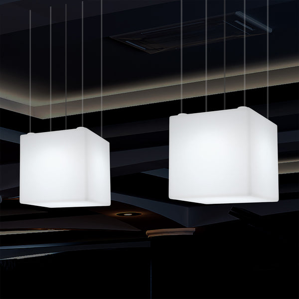 Kubus Hanglamp, Moderne Hangende LED Verlichting, 400 mm, E27, Wit, Plafondlamp