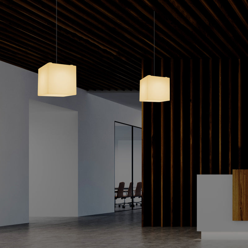 Geometrische Plafondlamp, Kubus LED Hanglamp, 20 x 20 cm, E27, Warm Wit, Sfeerlicht