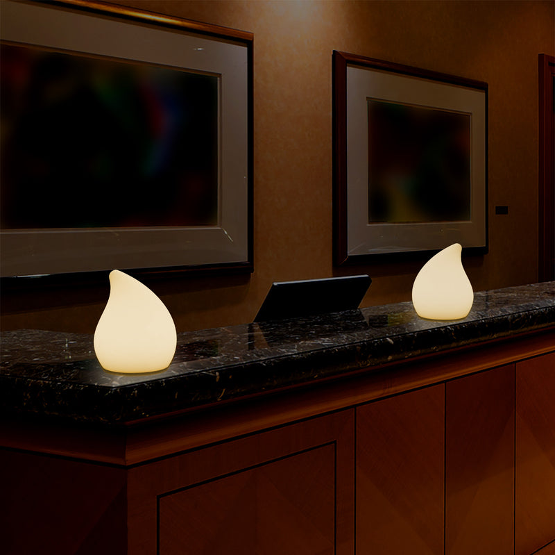 Designer LED Tafellamp voor Nachtkastje, 20cm hoog Uniek E27 Traan, Sfeerverlichting, Warm Wit