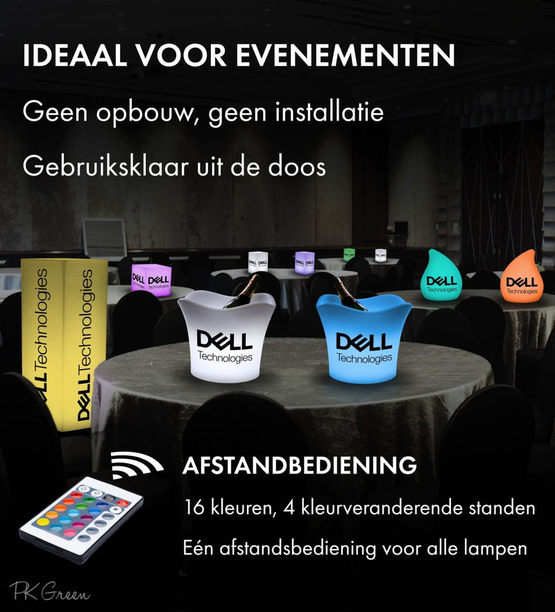 Gepersonaliseerde LED Tafellamp, promotionie lichtbak met logo, bol, reclameverlichting