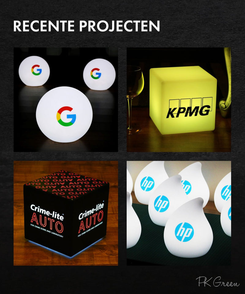 Gepersonaliseerde bloempot, vaas, display, LED lamp, verlichte vloervaas, logo, merk