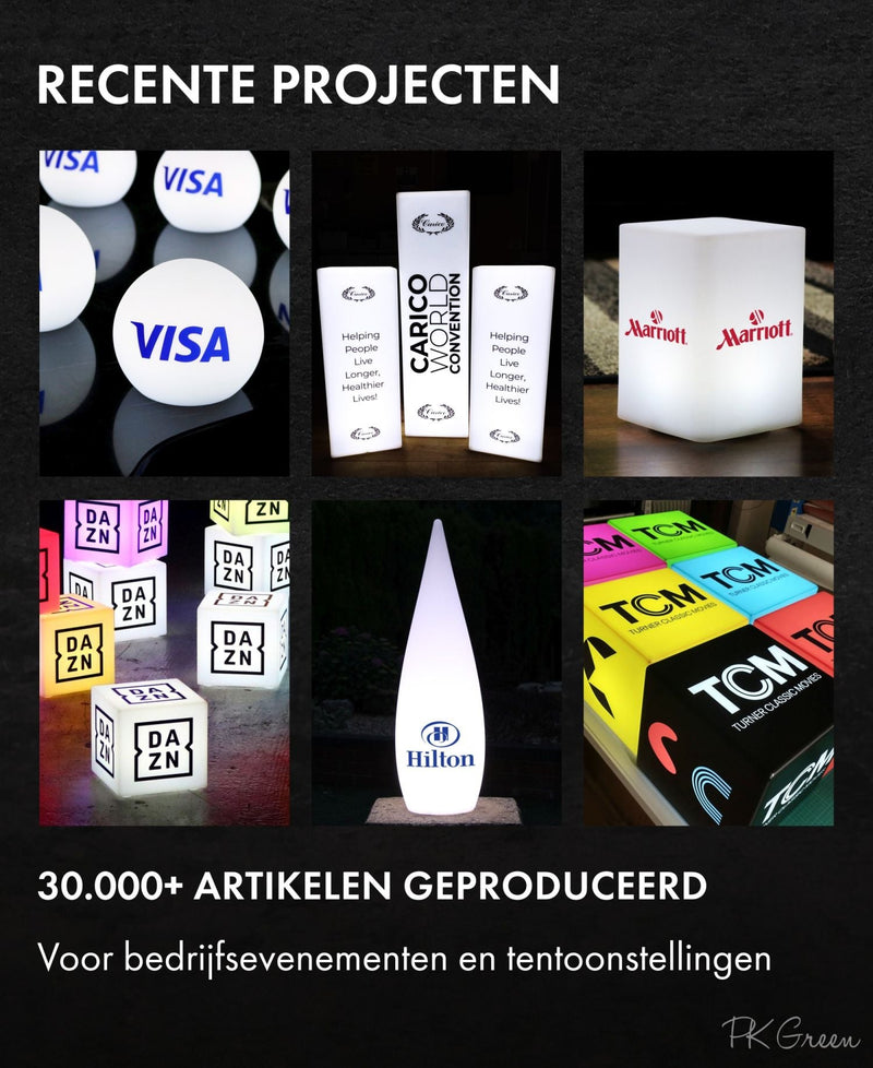 Gepersonaliseerde bloempot, vaas, display, LED lamp, verlichte vloervaas, logo, merk