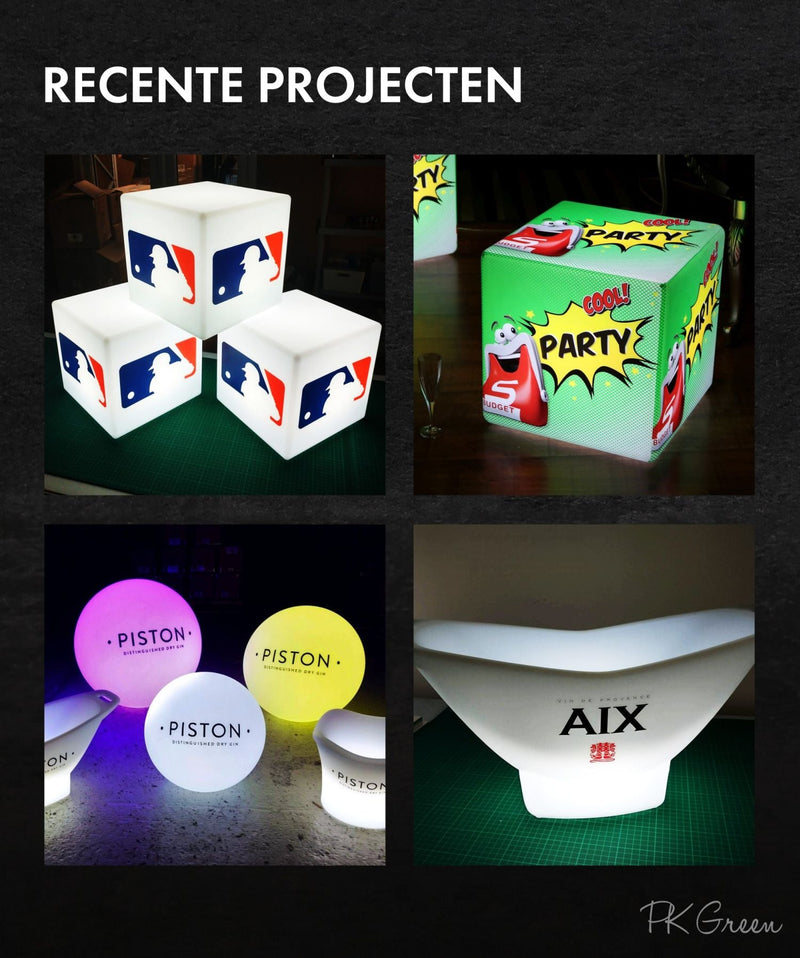 LED Champagne houder ijsemmer wijnkoeler met logo, verlichte display lichtbak, op maat gemaakte tafeldecoratie, promotiemateriaal