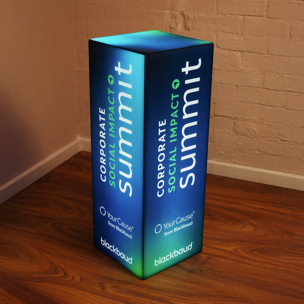 LED lichtbak, personaliseerbare verlichte reclamezuil, hoge staande verlichte display uithangbord lichtreclame voor beurs, expo, evenement