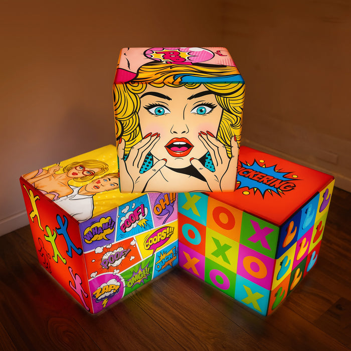Gepersonaliseerde kruk of tafel met merk, staande lichtbak, verlichte LED display, logo