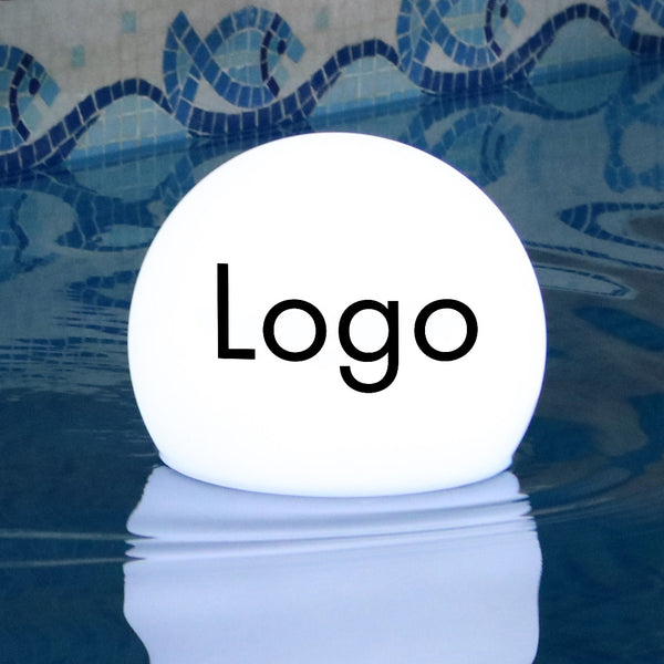 LED drijflamp zwembad verlichting, op maat gemaakt drijvende zwembad licht met logo, unieke display voor bedrijfsfeest, merklancering, promotie