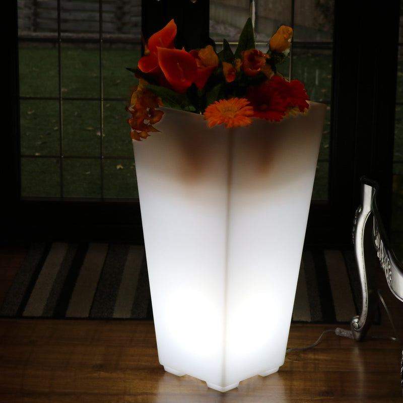 Hoge LED bloemenvaas Plantenpot, 75cm Decoratieve Vloerlamp, E27, Sfeerlicht, Wit