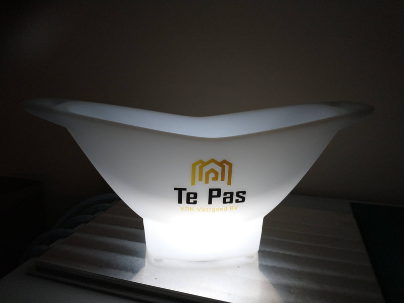 LED Champagne houder ijsemmer wijnkoeler met logo, verlichte display lichtbak, op maat gemaakte tafeldecoratie, promotiemateriaal