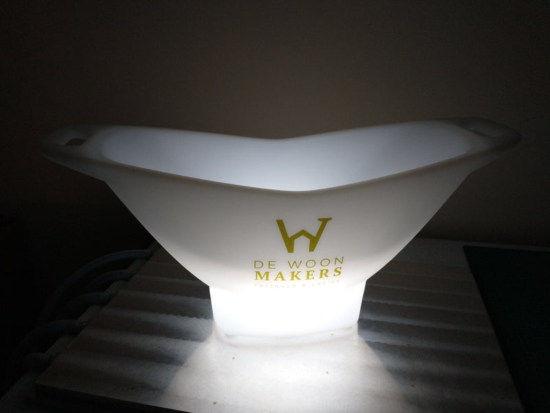 LED Champagne houder ijsemmer wijnkoeler met logo, verlichte display lichtbak, op maat gemaakte tafeldecoratie, promotiemateriaal