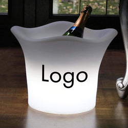 Op maat gemaakte LED ijsemmer champagnehouder wijnkoeler met logo, unieke blikvanger met merk of logo, promotiemateriaal, reclame