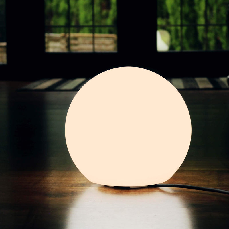 Modern Rond Bedlampje, 20cm Bol, Warm Wit LED-licht