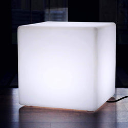 Grote 60cm LED Kubus Kruk, Zetel, Stoel, Meubel, Vloerlamp met witte E27 lamp