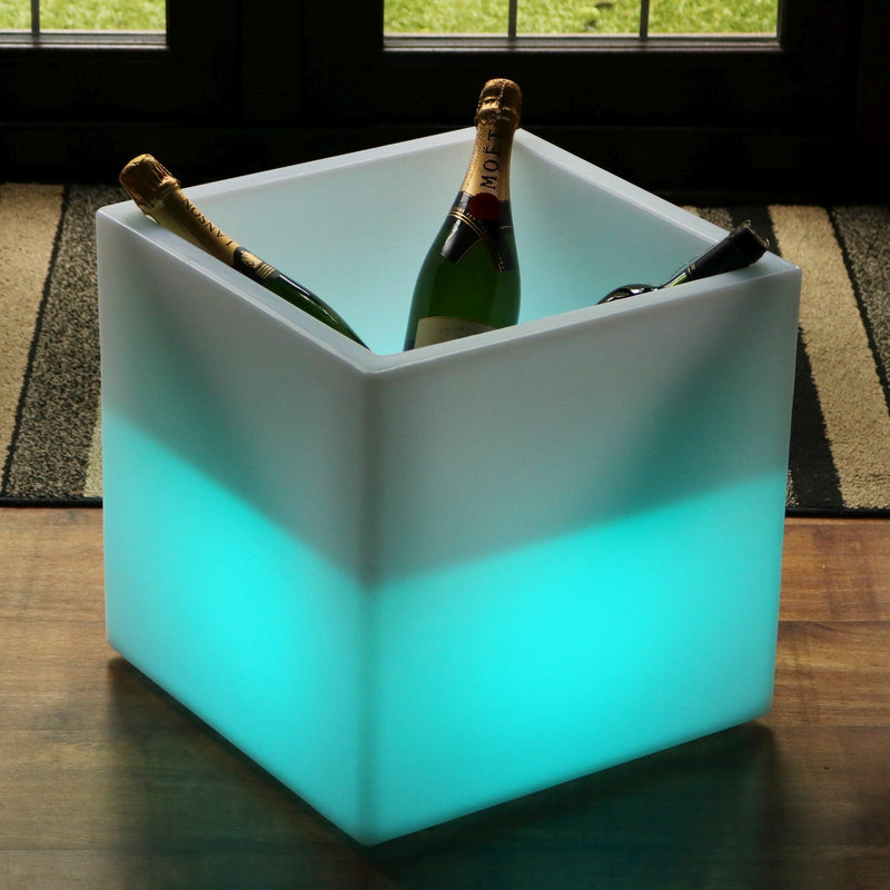 Grote 40 x 40 cm LED Ijsemmer Wijn Champagne Koeler, Fles Drankenhouder, Multi Colour RGB
