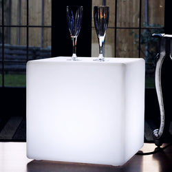 Oplichtende LED Kubus 40cm, Staande Lamp, Uitgevoerd Met E27 Lamp Wit