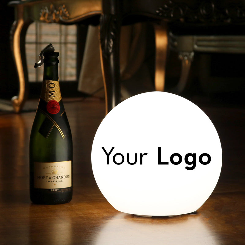 Op maat gemaakte tafellamp, gepersonaliseerde LED verlichting, E27 met logo, 25cm bol