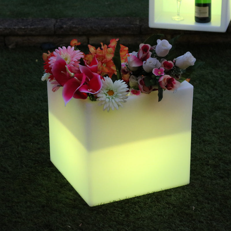 Vierkante LED Bloemenvaas Plantenbak, Draadloze Meerleurige Tafellamp, Vaas, Tafelverlichting