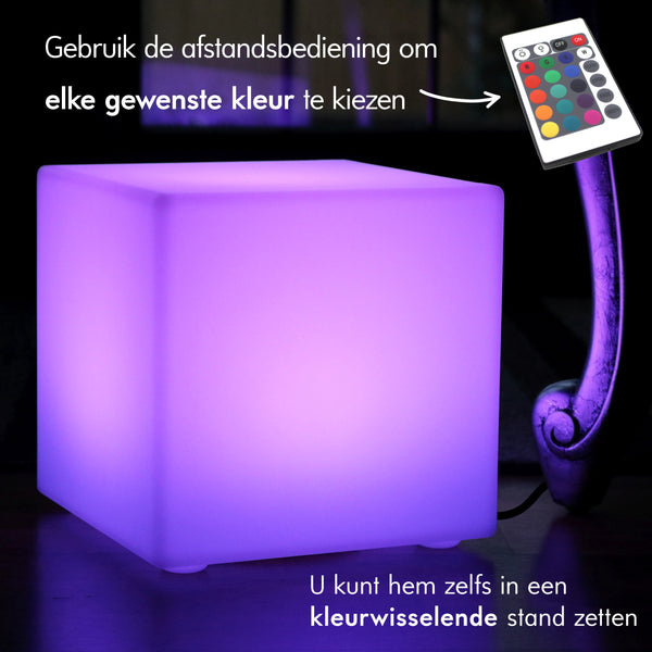Tafellamp Op Netvoeding, LED Kubus Met Afstandsbediening, 30 x 30 cm