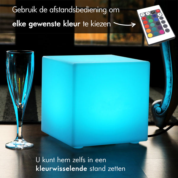 LED-Bedlamp Op Netvoeding, Meerkleurige RGB Kubus, 20 x 20 cm