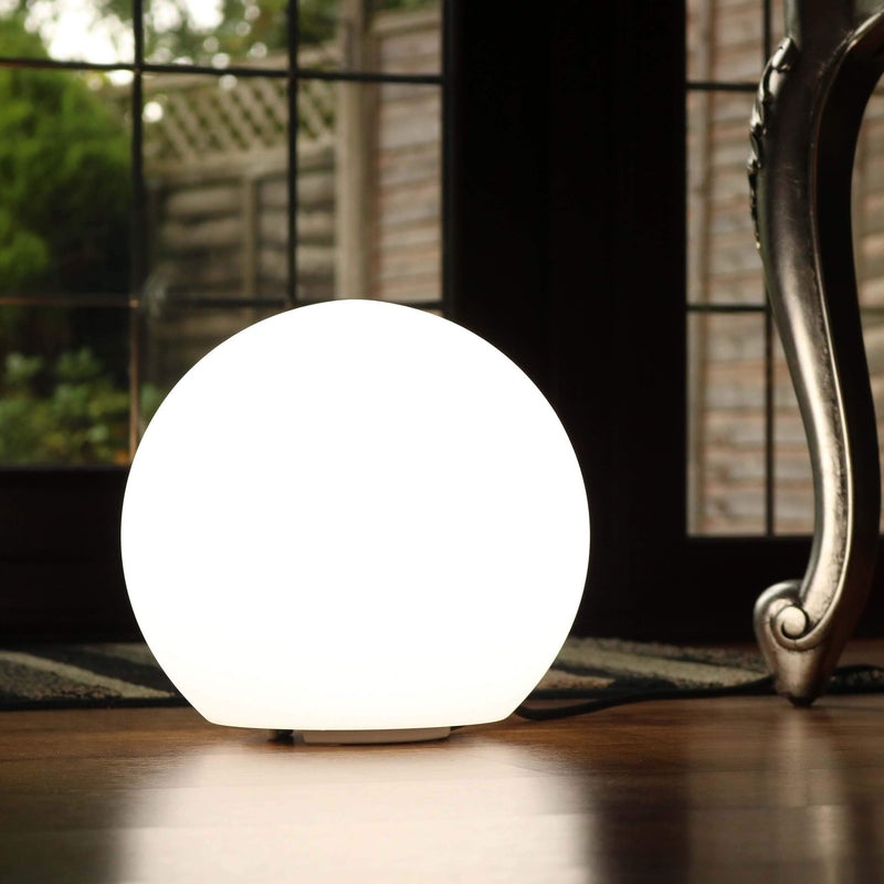 LED Nachtkast Lamp, 20cm Bolvormig Licht, Op Netvoeding, Wit