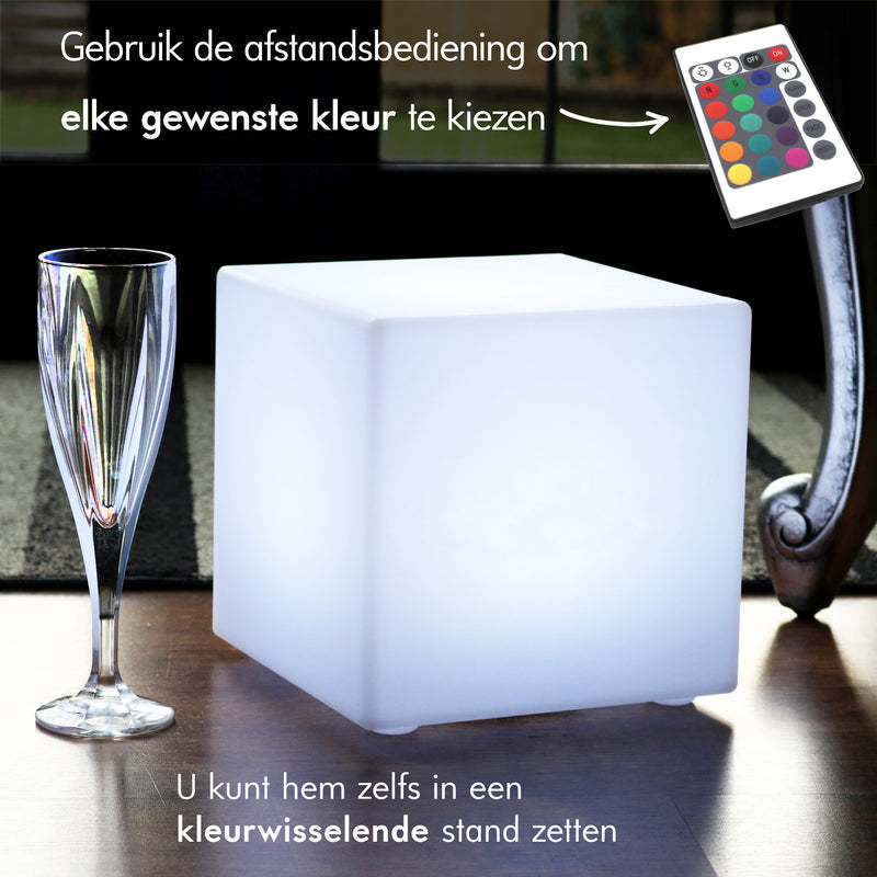 Oplichtende LED Kubus 20cm, Draadloze RGB Lamp Met Afstandsbediening