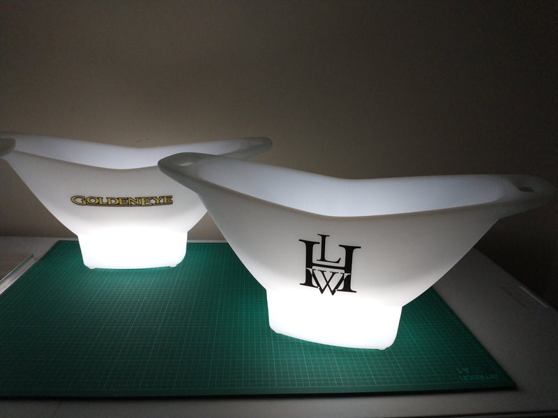 LED Champagne houder ijsemmer wijnkoeler met logo, verlichte display lichtbak, op maat gemaakte tafeldecoratie, promotiemateriaal