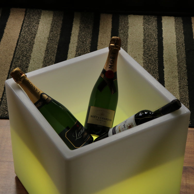 Grote 40 x 40 cm LED Ijsemmer Wijn Champagne Koeler, Fles Drankenhouder, Multi Colour RGB