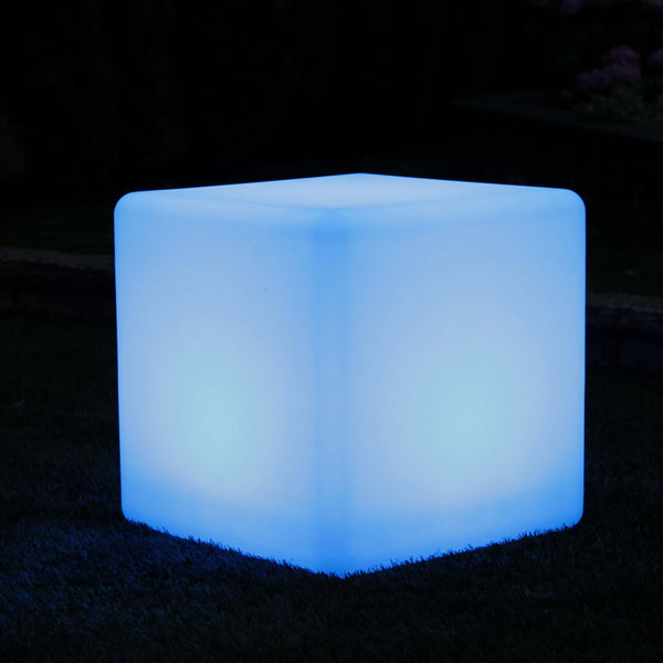 Buiten LED Kubus 40cm, Lichtgevende Poef, Waterdichte Tuinlamp