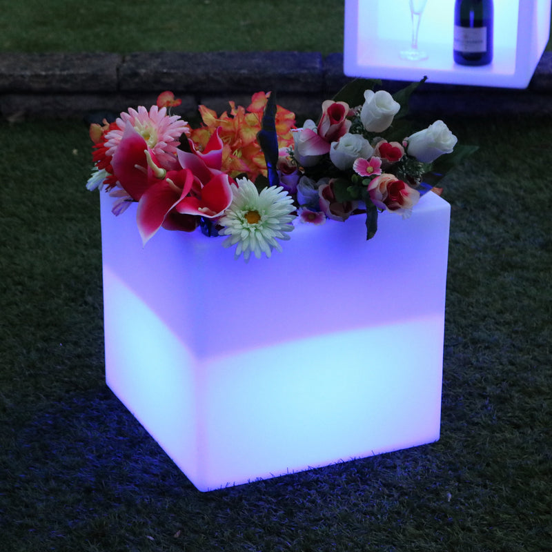 Vierkante LED Bloemenvaas Plantenbak, Draadloze Meerleurige Tafellamp, Vaas, Tafelverlichting