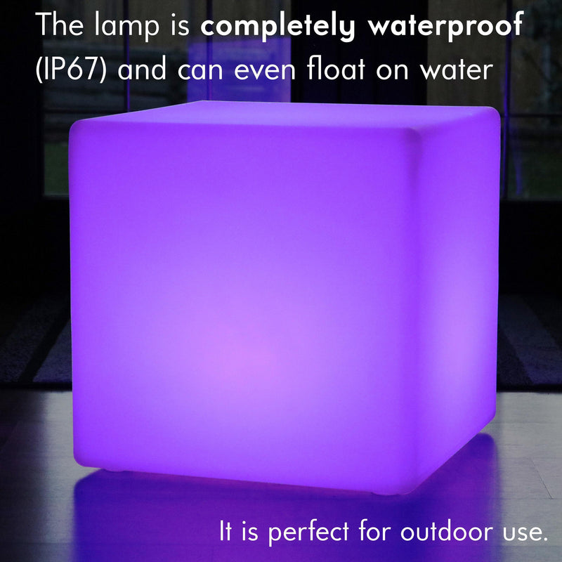 Grote 60cm LED Kubus Kruk, Zetel, Stoel, Oplaadbare Meerkleurige RGB Vloerlamp