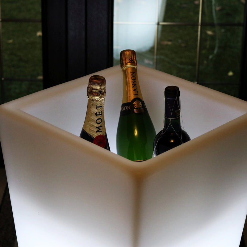 LED Wijn Champagne Koeler, Verlichte IJsemmer, 75cm, Op Netvoeding, Drankenhouder, Tuinlamp