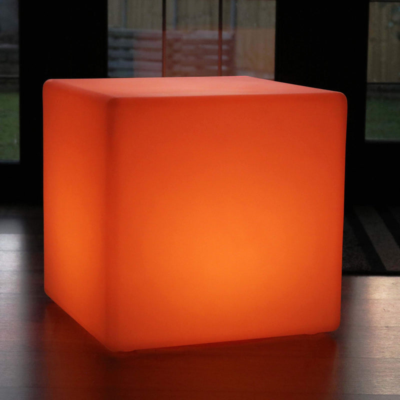 Grote 60cm LED Kubus Kruk, Zetel, Stoel, Oplaadbare Meerkleurige RGB Vloerlamp