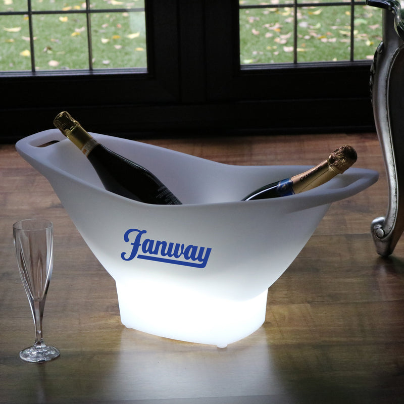LED Champagne houder ijsemmer wijnkoeler met logo, verlichte display lichtbak, op maat gemaakte tafeldecoratie, promotiemateriaal