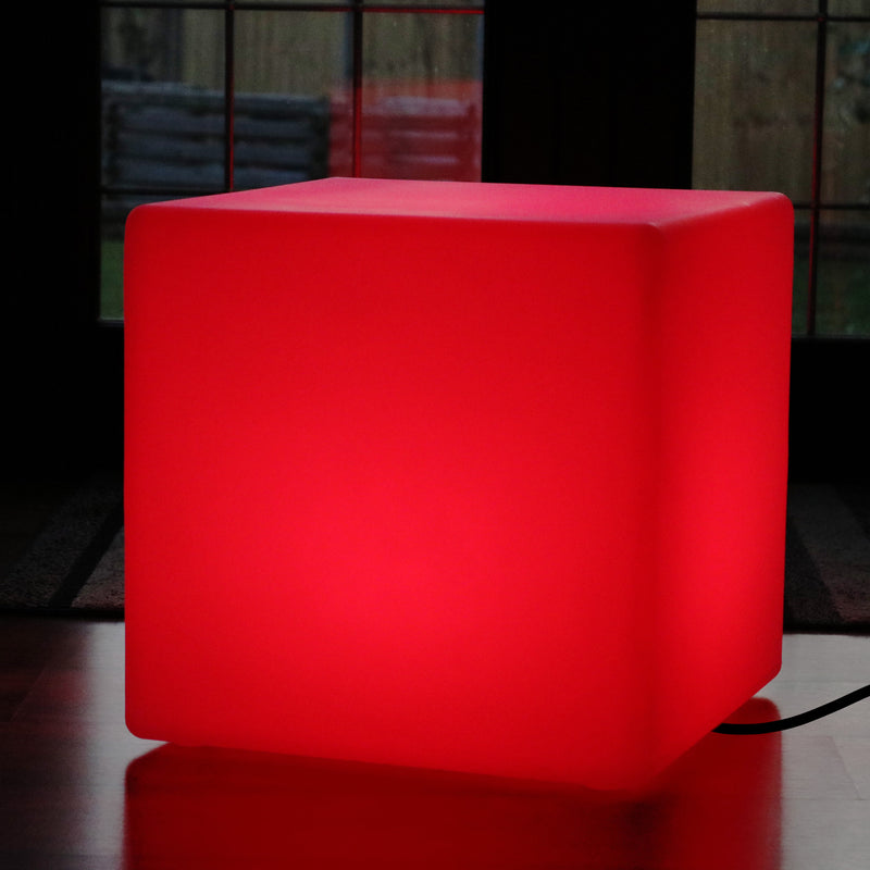 LED Kubus Kruk Op Netvoeding Met Afstandsbediening, Meerkleurig, 50cm