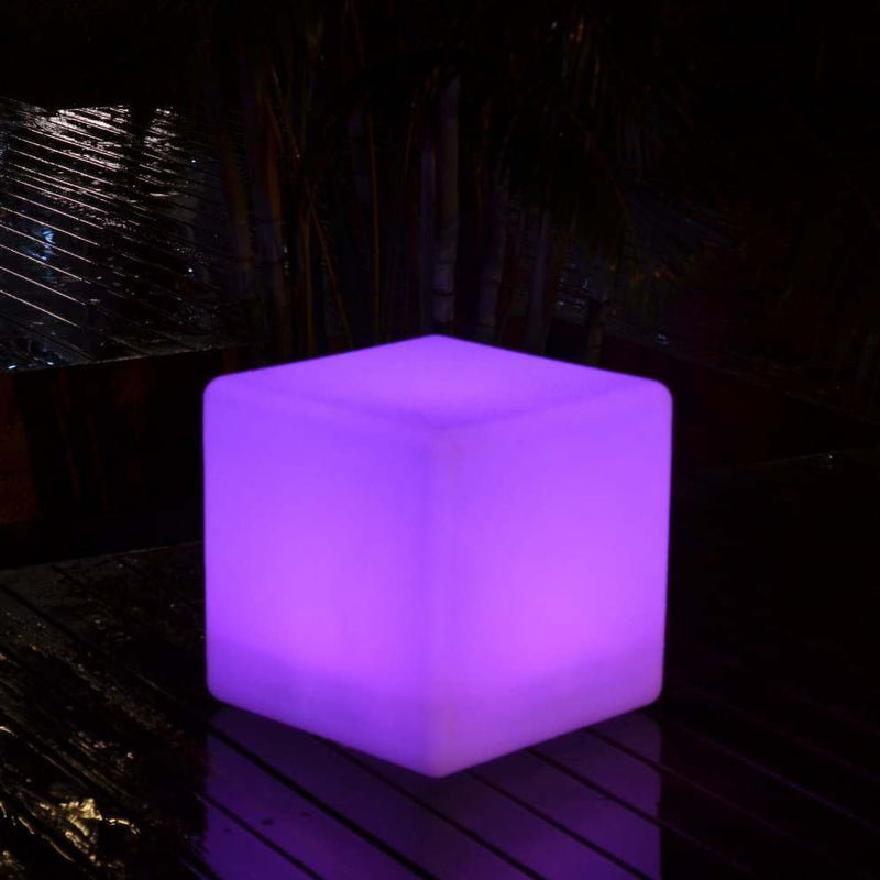 Buiten LED Kubus 40cm, Lichtgevende Poef, Waterdichte Tuinlamp