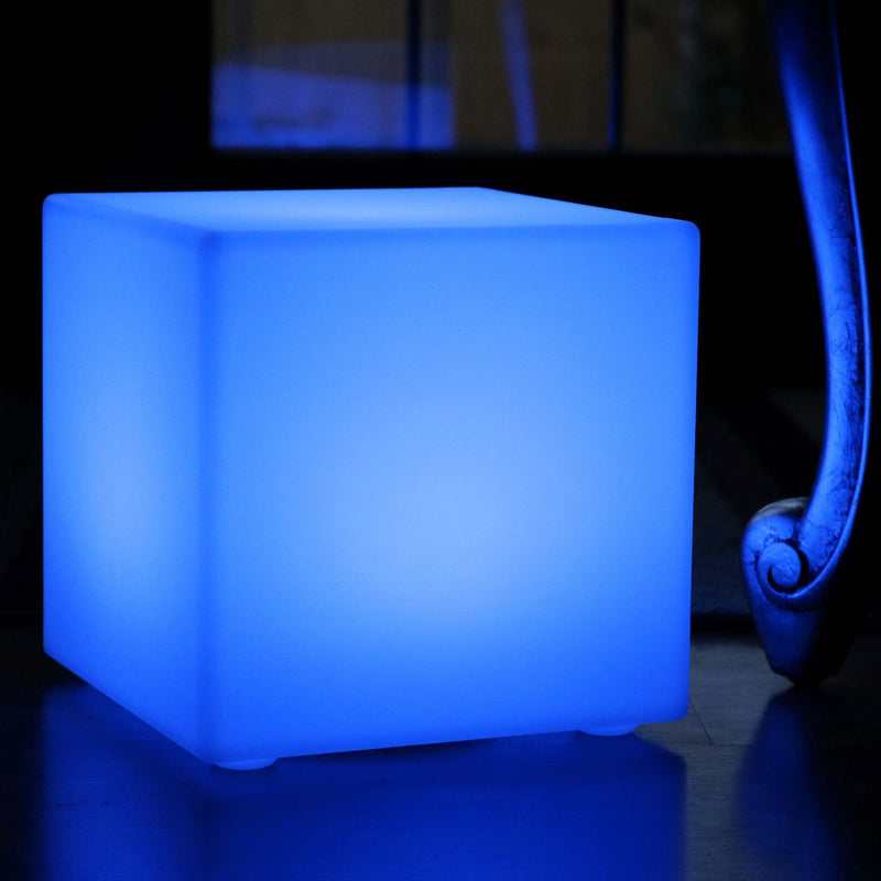 Draadloze Tafellamp, Verlichte LED Kubus 30cm, Buitenverlichting