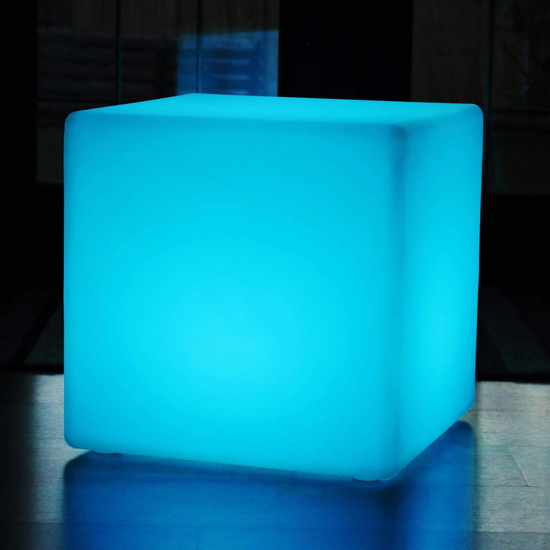 Grote 60cm LED Kubus Kruk, Zetel, Stoel, Oplaadbare Meerkleurige RGB Vloerlamp