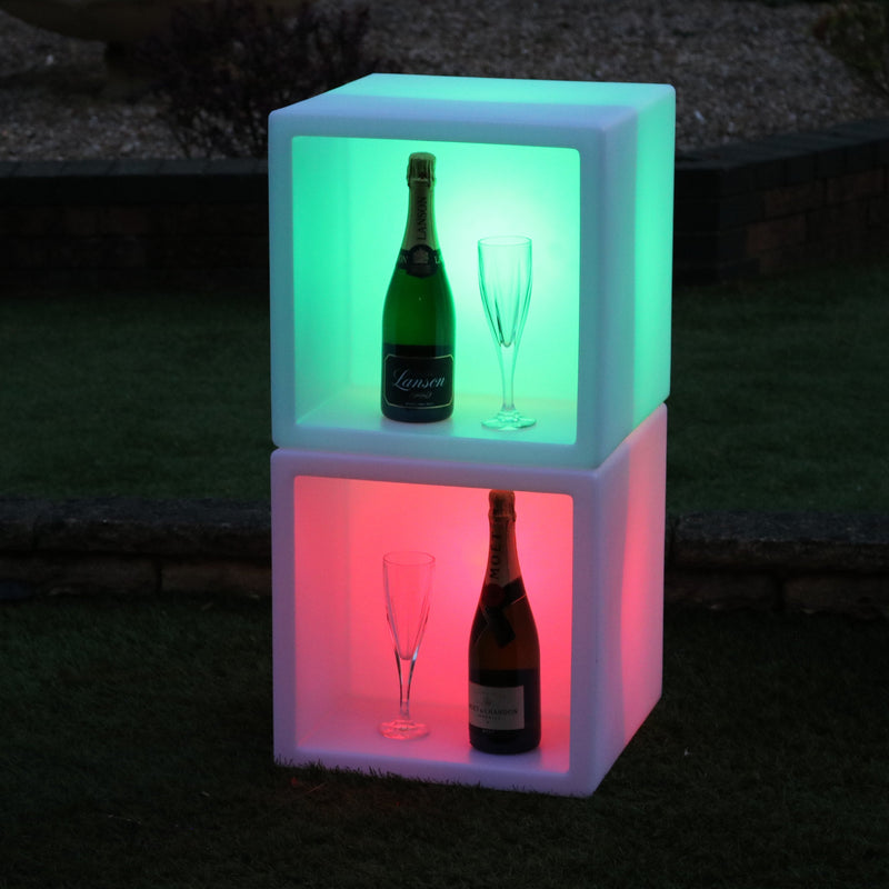 Grote 40 x 40 cm LED Ijsemmer Wijn Champagne Koeler, Fles Drankenhouder, Multi Colour RGB
