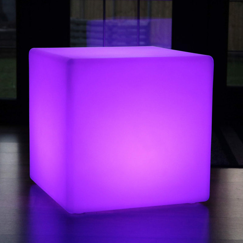 Grote 60cm LED Kubus Kruk, Zetel, Stoel, Oplaadbare Meerkleurige RGB Vloerlamp