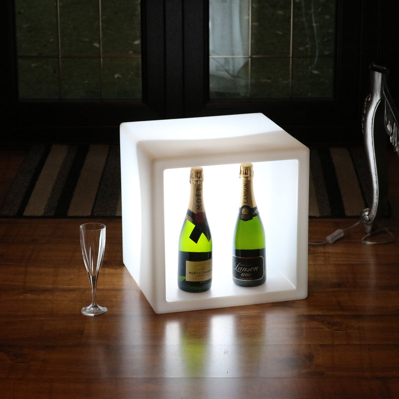 LED Dranken Display, Champagne Drankenhouder Wijnrek, Verlichte Mobiele Bar, 40 x 40 cm