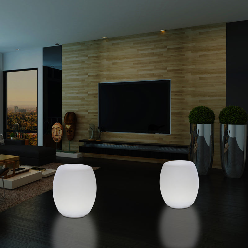 LED Kruk, Verlichte Stoel, Designer E27 Vloerlamp voor de Woonkamer, Wit, 44cm Hoog