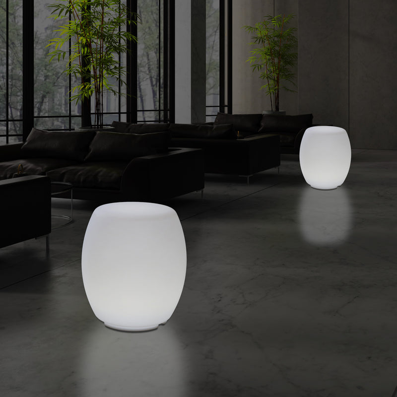 LED Kruk, Verlichte Stoel, Designer E27 Vloerlamp voor de Woonkamer, Wit, 44cm Hoog