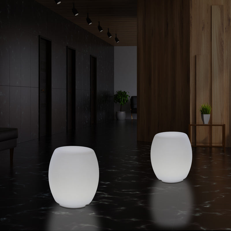 LED Kruk, Verlichte Stoel, Designer E27 Vloerlamp voor de Woonkamer, Wit, 44cm Hoog
