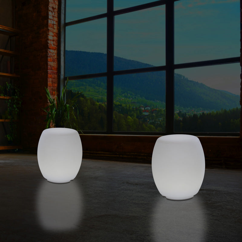 LED Kruk, Verlichte Stoel, Designer E27 Vloerlamp voor de Woonkamer, Wit, 44cm Hoog