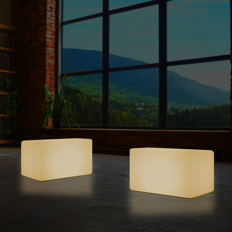 Lichtgevende Kruk, LED Bankje, Warm Wit E27 Vloerlamp Stoel, 55 x 35cm, Feestverlichting
