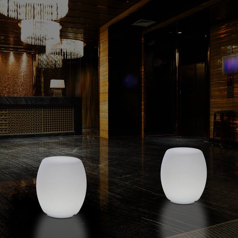 LED Kruk, Verlichte Stoel, Designer E27 Vloerlamp voor de Woonkamer, Wit, 44cm Hoog