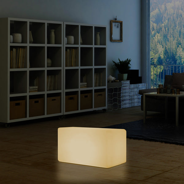 Lichtgevende Kruk, LED Bankje, Warm Wit E27 Vloerlamp Stoel, 55 x 35cm, Feestverlichting