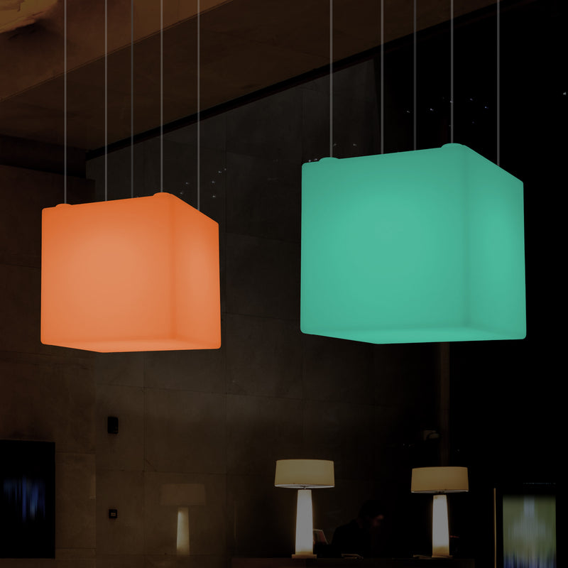 Kubus Hanglamp, Geometrisch Plafondlamp LED Licht, 60cm, E27, RGB met Afstandsbediening
