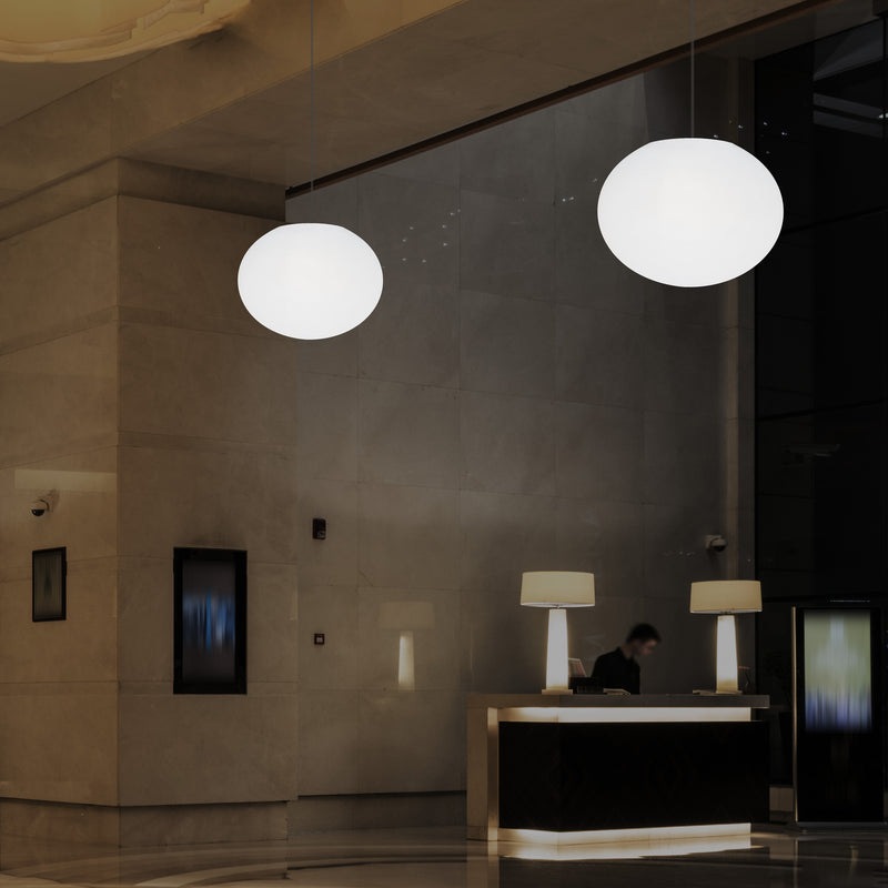 Designer LED Plafondlamp, 3D Ovaal E27 Hanglamp, 27cm Vlakke Bol, Sfeerverlichting